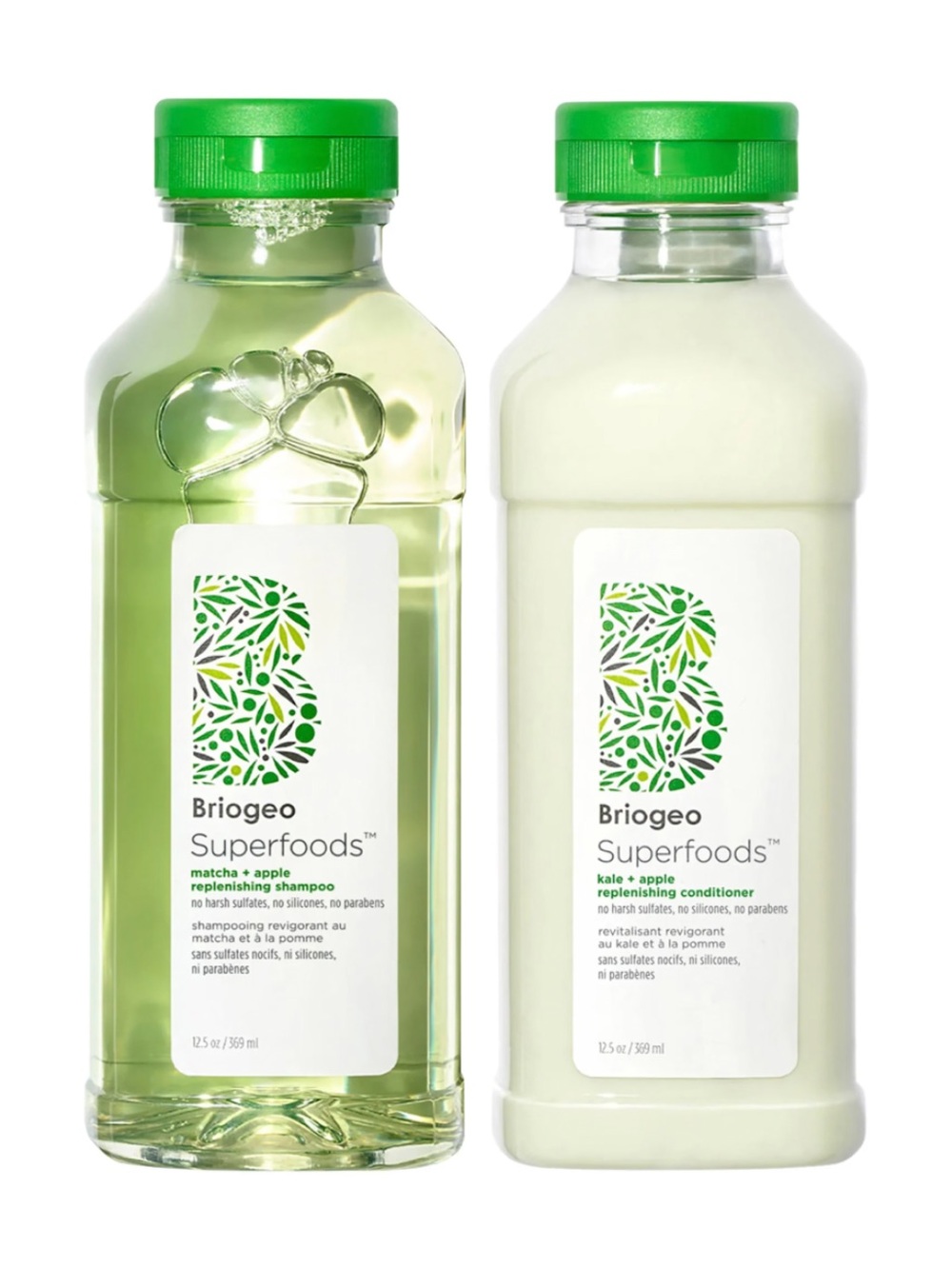 BRIOGEO Superfoods Matcha + Apple
Replenishing Shampoo & Conditioner Set